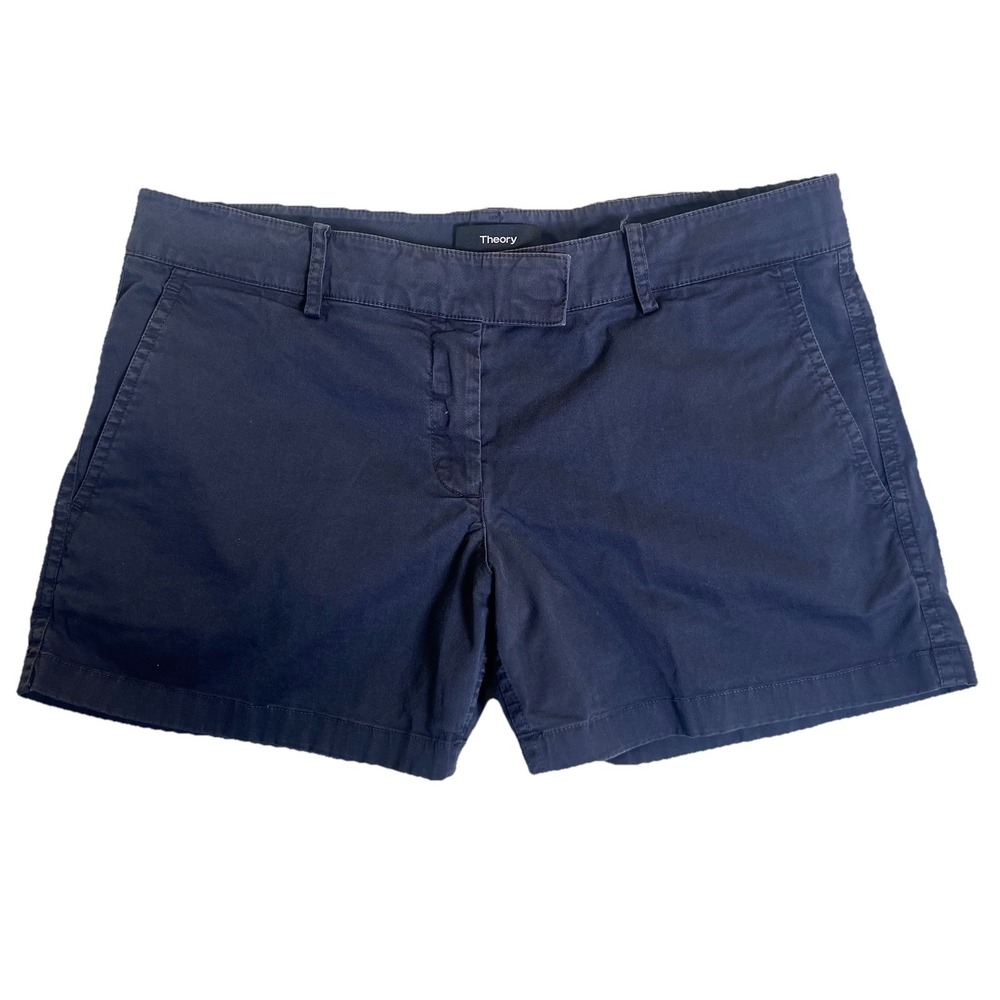 THEORY Blue Benna Shorts Womens 2 Summer Comfort Casual Basics Capsule Chic